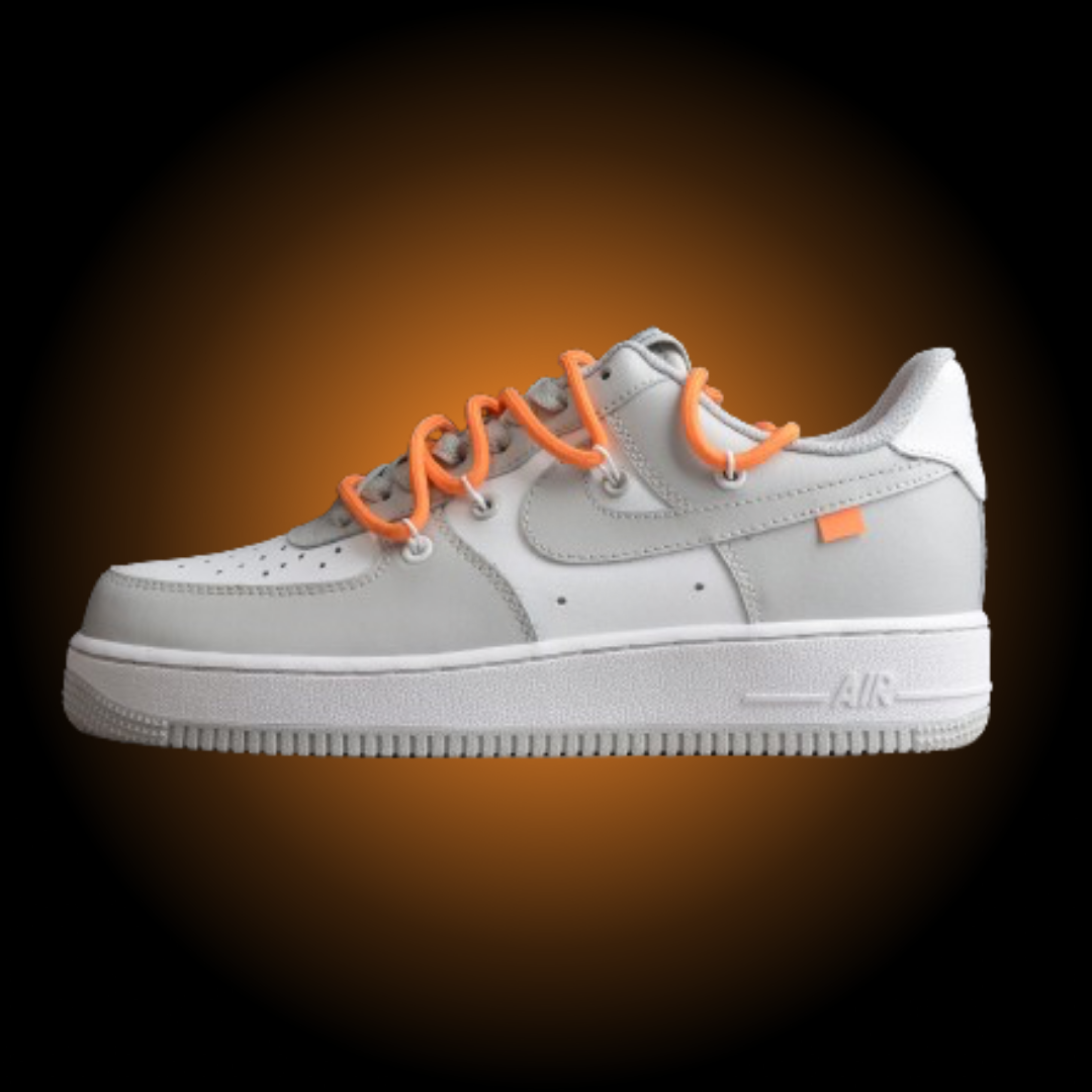 NIKE AIR FORCE 1 '07 LOW DOUBLE ORANGE LACES - BIANCO GRIGIO ARANCIO