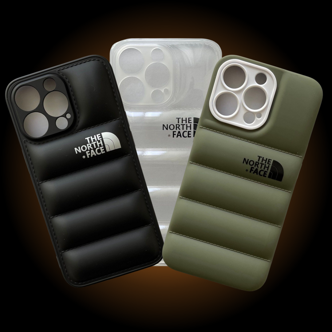 CUSTODIA IPHONE THE NORTH FACE PUFFER NERO VERDE CLEAR