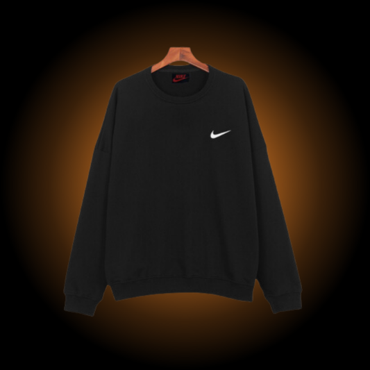 Felpa Nike Sportswear Nera Swoosh Bianco Laterale