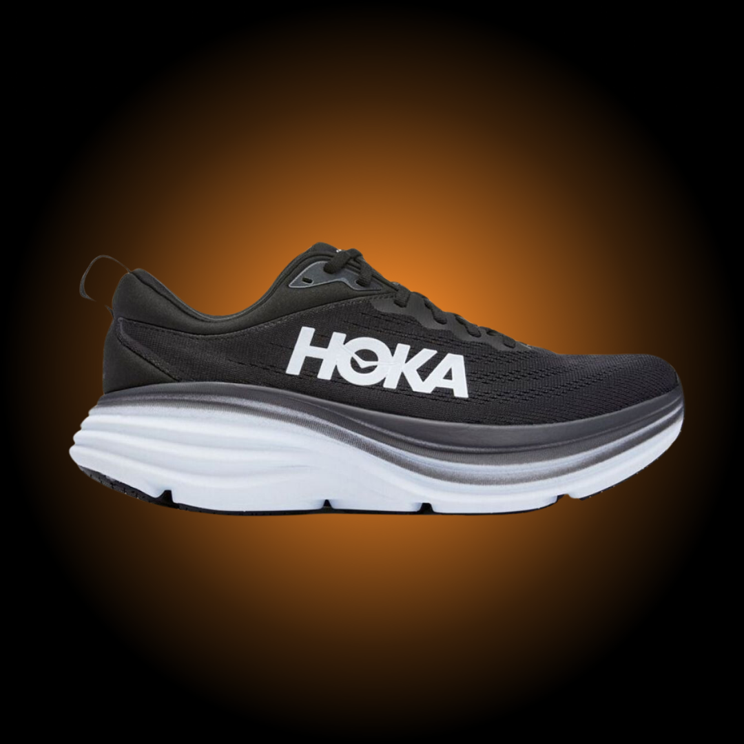 HOKA BONDI 8 BLACK WHITE