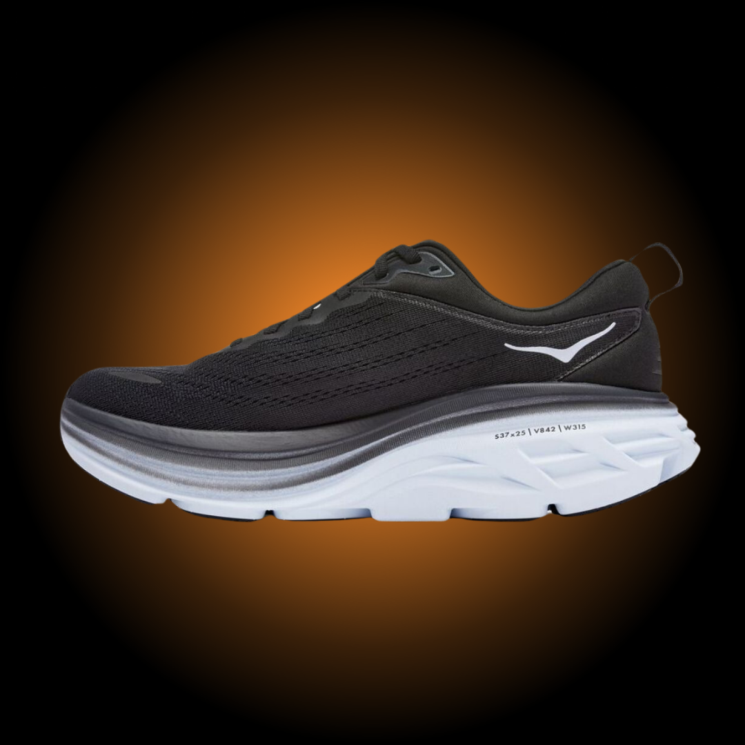 HOKA BONDI 8 BLACK WHITE